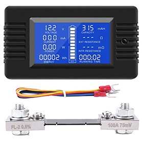 Miiauflskld Moniteur de Batterie CC Compteur de Puissance AmpèRemèTre NuméRique DC 0-200V Shunt 100A MultimèTre