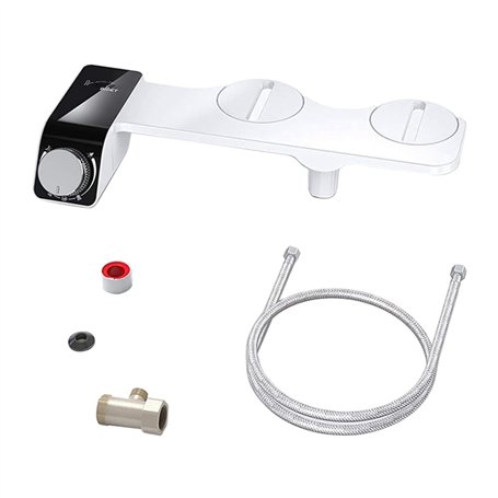 Qeunrtiy Fixation Bidet Ultra-Fin Toilette Double Buse Spirale RéGlable Pression D' Non-éLectrique Cul PulvéRisateur avec Tuyau