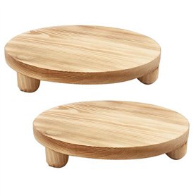 Pylorixz 2 PCS Planche de Socle Rond Riser Planche de Présentation en Bois Planche de Socle Pot Fleuri Support Élévateur Couleur