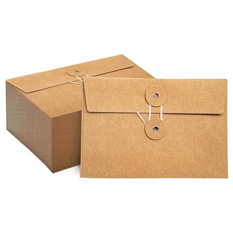 Hopbucan 40 Enveloppes en Papier Kraft avec Fermeture à Cordon