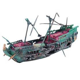 Geieold Grand Aquarium Naufrage DéCor Bateau en Plastique Ensemble RéSine Navire Fish Tank Ornements pour Aquarium DéCor Accesso