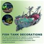 Geieold Grand Aquarium Naufrage DéCor Bateau en Plastique Ensemble RéSine Navire Fish Tank Ornements pour Aquarium DéCor Accesso