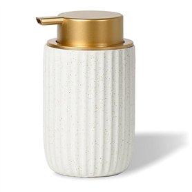Giyofom Distributeur de savon en mousse céramique blanche mate injectée Pompe rechargeable avec pointe dorée Distributeur de mou