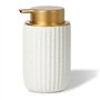 Giyofom Distributeur de savon en mousse céramique blanche mate injectée Pompe rechargeable avec pointe dorée Distributeur de mou