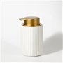 Giyofom Distributeur de savon en mousse céramique blanche mate injectée Pompe rechargeable avec pointe dorée Distributeur de mou