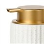 Giyofom Distributeur de savon en mousse céramique blanche mate injectée Pompe rechargeable avec pointe dorée Distributeur de mou
