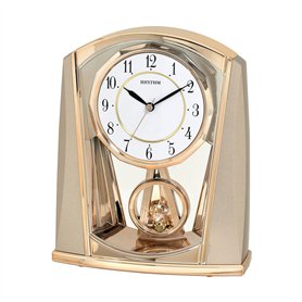 RHYTHM Horloge de cheminée contemporaine avec pendule oscillant et cadran facile à lire Doré Champagne 4RP772WR13