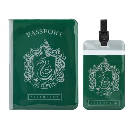 Cinereplicas Harry Potter - Étiquette à bagage & couverture de passeport Serpentard - Licence Officielle