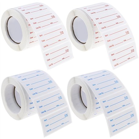ECSiNG 4 Rouleaux avec 2000pcs Étiquettes de Stockage des Aliments Autocollant Étiquettes de Mise en Conserve de Préparation des