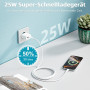 Chargeur USB C, 25W 2 Port Prise USB-A & USB-C Chargeur Rapide Adaptateur Type C Secteur pour Apple iPhone 16/15/14/13/12/11/Pro