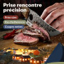 kjøk Premium Couteau de cuisine professionnel dureté 56±2 HRC lame 15cm, couteaux japonais avec cas et manche en bois d'olivier,