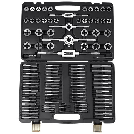 VEVOR Coffret Tarauds et Filières 110 Pièces M2-M18 Kit de Taraudage et Filetage Métrique en Acier avec Mallette de Transport Ou