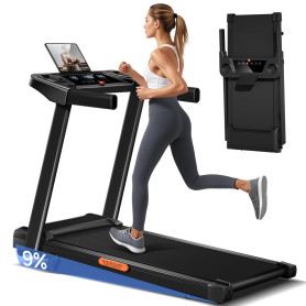 LONTEK Tapis de Course Pliable Inclinable 9%,Tapis de Marche Inclinable 12KM/H,Treadmill Home avec Moteur 3,0 CV et Affichage...
