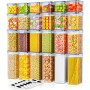 Storivo Food Dispensers Lot de 24 boîtes de conservation hermétiques avec couvercle, organisateur de cuisine pour farine, sucre,