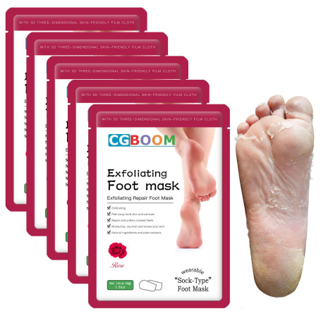 Lot de 5 paires de masques pour les pieds - Soin des callosités et des peaux mortes - Masque anti-âge - Exfoliant - Pour les pie