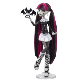 Monster High Drame au Cinéma Poupée Draculaura, poupée de collection en noir et blanc avec mini-affiche de film et affiche de fi