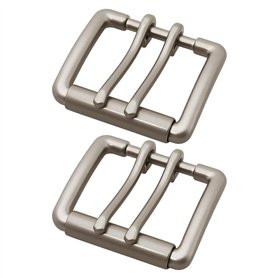 SG Store Lot de 2 Boucles de Ceinture en Cuir à Double Ardillon Diamètre Intérieur 40 Mm Adaptées Aux Sangles de 40 Mm Argent An