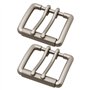 SG Store Lot de 2 Boucles de Ceinture en Cuir à Double Ardillon Diamètre Intérieur 40 Mm Adaptées Aux Sangles de 40 Mm Argent An