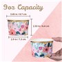 Lot de 50 Pots Glace 266 ml et Coupelles Jetables – Bols en Papier avec Motif Floral et Bord Doré – Pot à Glace Jetable, Coupell