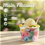 Lot de 50 Pots Glace 266 ml et Coupelles Jetables – Bols en Papier avec Motif Floral et Bord Doré – Pot à Glace Jetable, Coupell
