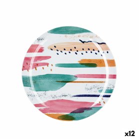 Assiette plate Quid Acuarela Blanc Bioplastique Ø 25 cm (12 Unités)