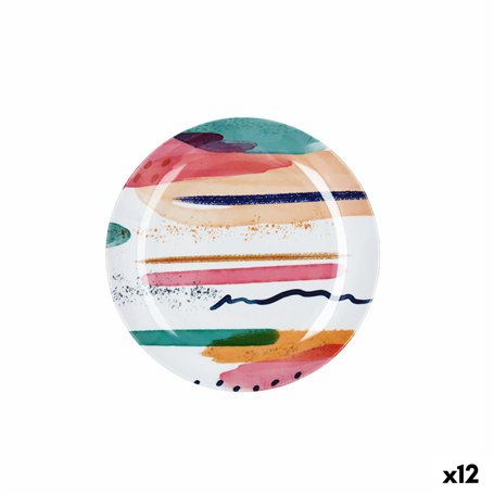 Assiette à dessert Quid Acuarela Blanc Bioplastique Ø 20 cm (12 Unités)