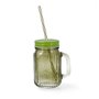Carafe avec Couvercle et Paille Quid Maison Vert verre 450 ml (12 Unités)