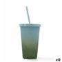 Verre avec Paille Quid Quidate Vert Plastique 475 ml (12 Unités)