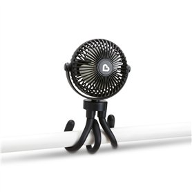Munchkin Ventilateur de Poussette | Ventilateur Mini 360° Portable avec Lumières LED et 4 Vitesses | Indispensable Bébé | Noir