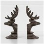 Satchville Paire de serre-livres en fonte avec tête de cerf - Style vintage - Marron - Hauteur 20 cm x longueur 8 cm x largeur 1