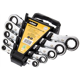 Rolson 46905 Clé à douille plate avec anneau à cliquet (5 pièces)