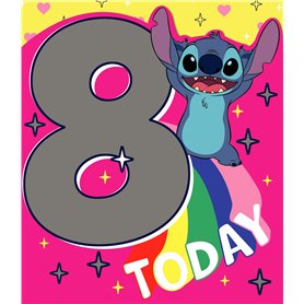 Disney Stitch Carte de vœux de 8e anniversaire pour filles - Motif unique de Stitch pour jeunes filles - Carte d'anniversaire po