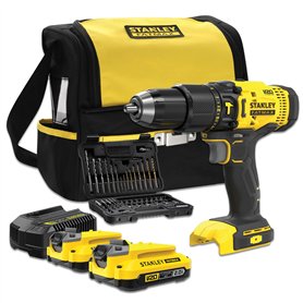 Stanley - Perceuse visseuse sans fil à percussion FATMAX V20 18V AVEC 50 ACCESSOIRES ET SAC + 2 BATTERIES 2AH - SFMCD711DSA-QW