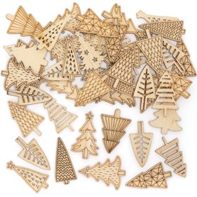 Baker Ross FE982 Mini Formes en Bois pour Enfants motif Sapin de Noël - Lot de 72