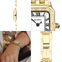 SEKONDA Monica Ladies 40642 Montre à quartz 20 mm, boîtier en alliage doré et bracelet avec pierres et cadran blanc, Bracelet