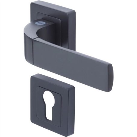 YALE -YPP7-B-PE Poignée de porte carrée de 7 noir YALE - Modele Bologna - passage de cylindre euro