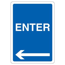 V Safety Enter - Flèche Gauche 210 x 297 mm (A4) - Panneau de sécurité en plastique rigide 1 mm