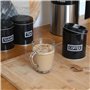 Harbour Housewares 3pc Rond Métal Thé Café Sucre Ensemble de Bidons - Noir - Ancien Cuisine Boîte de Rangement Caddie Récipient 