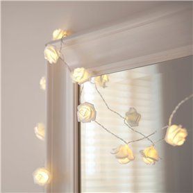 Lights4fun Guirlande Lumineuse 30 Fleurs Blanches à LED Blanc Chaud pour Intérieur