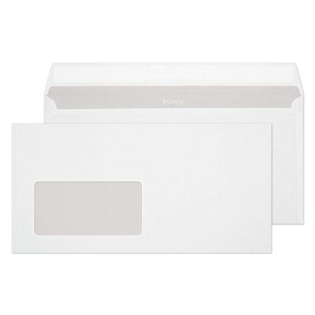 Blake Everyday | enveloppe DL (11 x 22cm) avec fenêtre | lot de 100 unités | 90 GSM | enveloppes blanches à bande protectrice |
