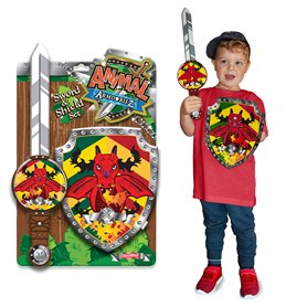 Animal Armouriez - Dragon de Deluxebase. Ensemble Épée et Bouclier en Mousse Jouets pour Enfants Motif Animaux Fantastiques