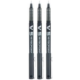 Pilot V5 BX Lot de 3 stylos roller Hi Tecpoint Noir Pointe extra fine 0