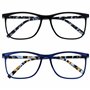OPULIZE Arc Lunettes de Lecture Pack de 2 Montures Carrées Minces Élégantes Charnières à Ressort Anti-Rayures Noir Bleu Branches