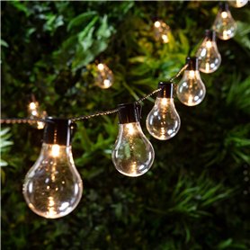 Lights4fun Guirlande Lumineuse Guinguette 20 Boules LED Blanc Chaud à Piles pour Intérieur