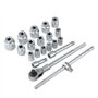 KATSU Jeu de Douilles 3/4" 21 Pièces, 19-50mm Métrique 6 Points Hex avec Clé à Cliquet 24 Dents Dans un Boîtier en Acier, Outil 