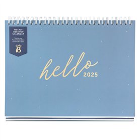 Busy B - Calendrier semainier de bureau Janvier à décembre 2025 - Bleu - Agenda de bureau avec cinq calendriers