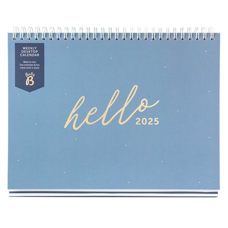 Busy B - Calendrier semainier de bureau Janvier à décembre 2025 - Bleu - Agenda de bureau avec cinq calendriers