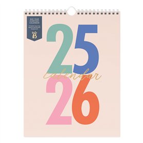 Busy B Calendrier mi-année - Planificateur académique - Août '25 à Août '26 - Multicolore - Vue mensuelle