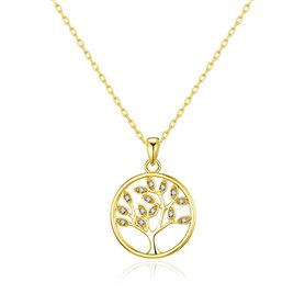 Philip Jones Collier Arbre de Vie Plaqué Or Créé avec des Cristaux Zircondia®