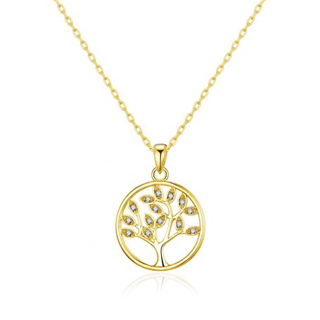 Philip Jones Collier Arbre de Vie Plaqué Or Créé avec des Cristaux Zircondia®
